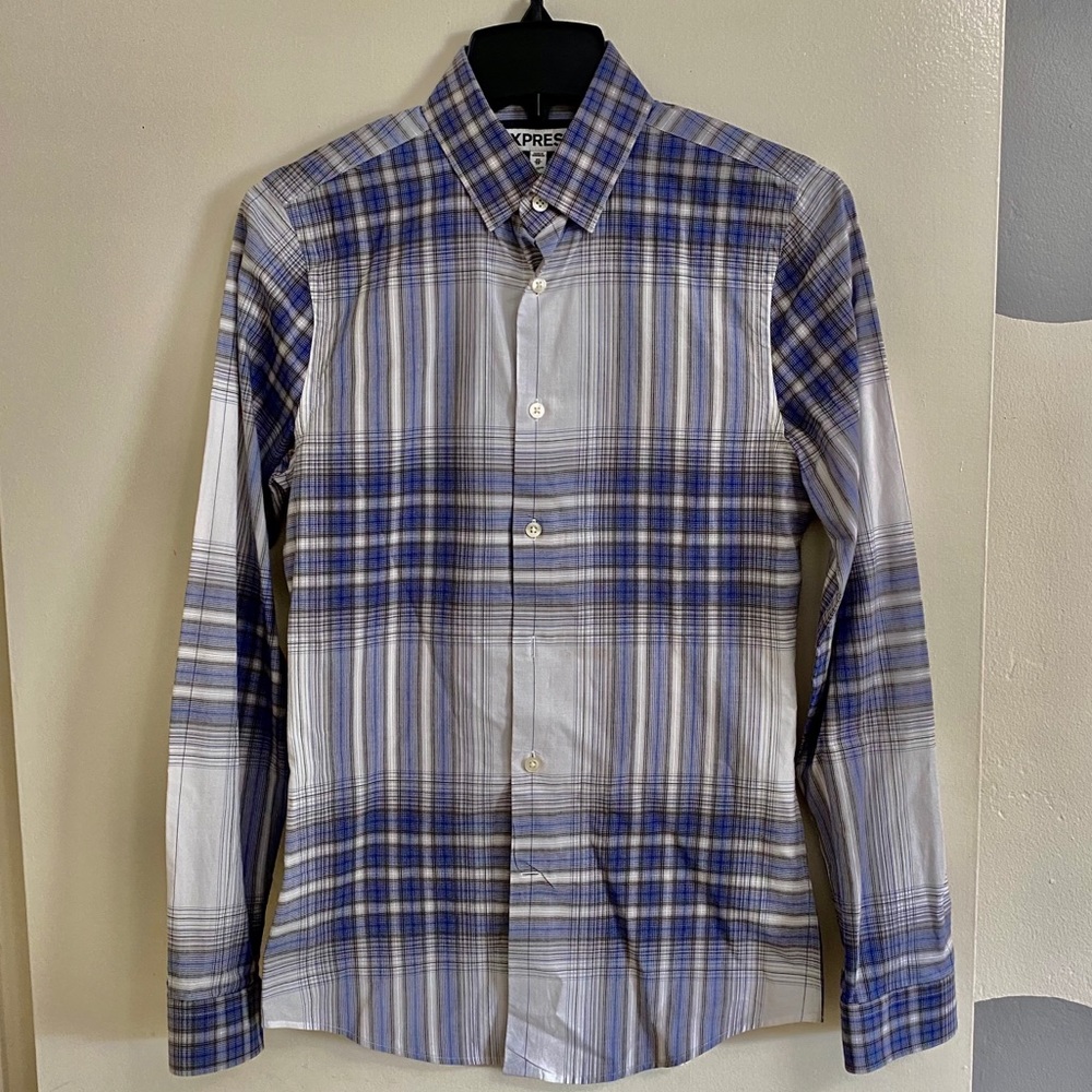 Express XS Plaid Button Up Shirt